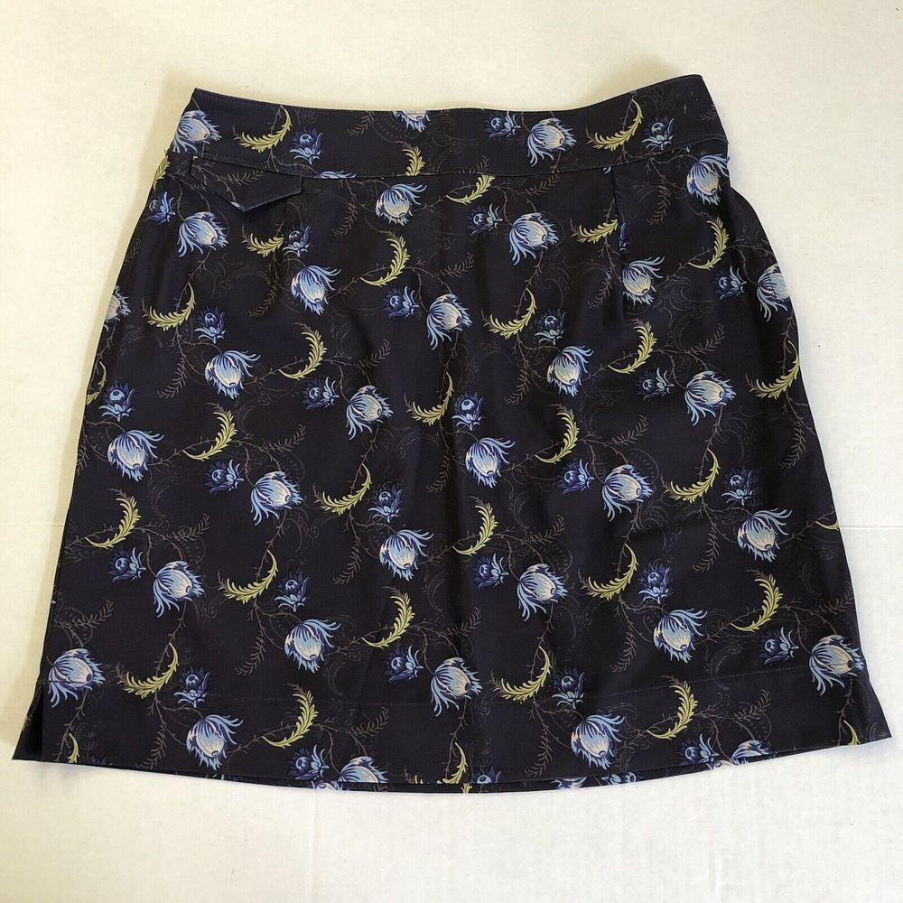 Nike Golf Skirt Women Small 6 Dri-Fit UV Knee Length Pockets Unlined Blue Floral
